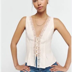 NWT REFORMATION Cristina Linen Top, Gossamer, size 6